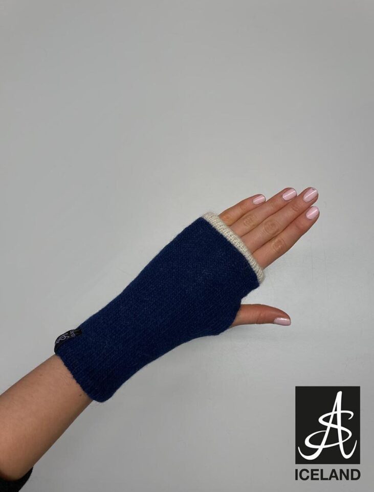 blå med vit topp Prjónað Ull – Stúkur (blár) - Image 1